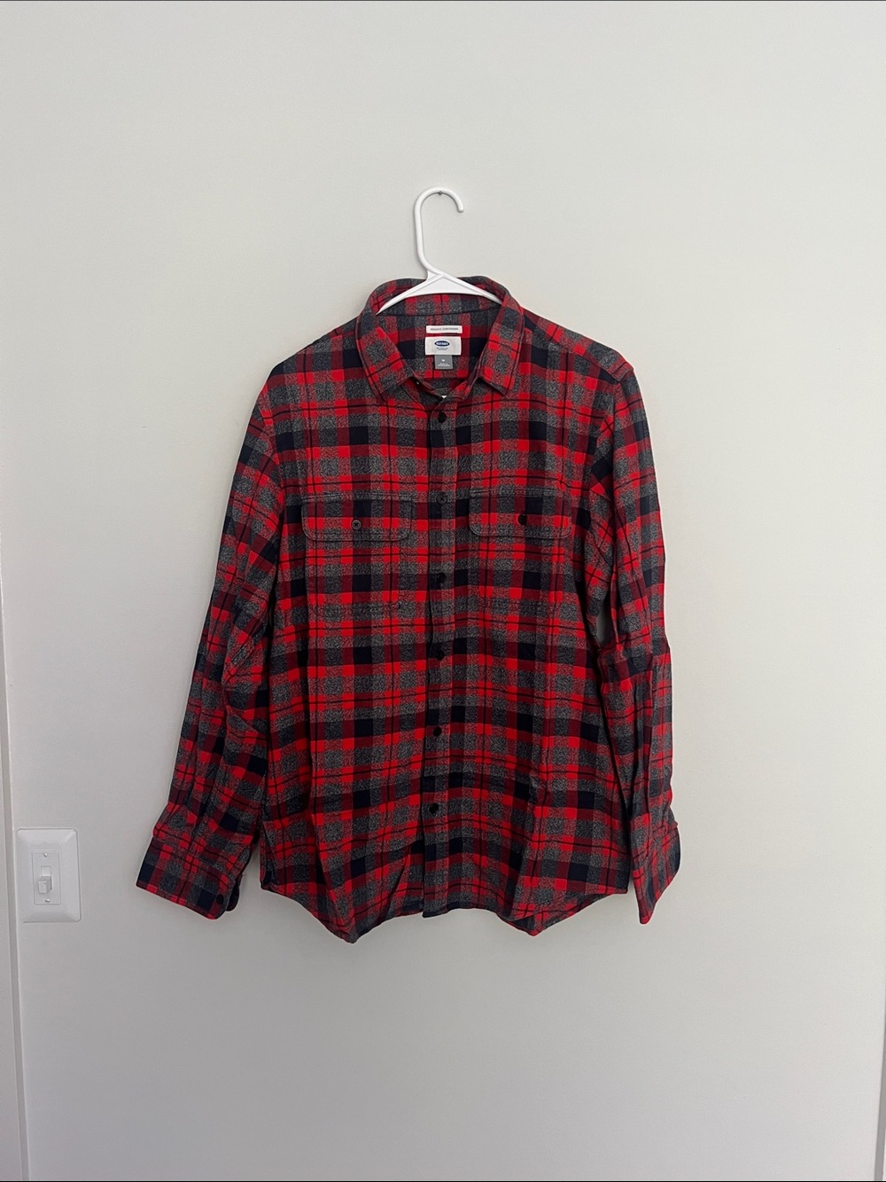 Old Navy Red and Black Plaid Button-Down Shirt